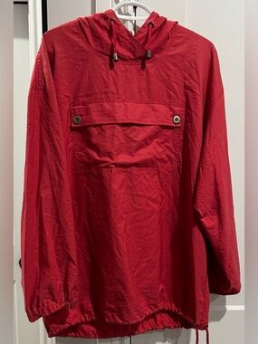 Vintage Jaeger Pink Cotton Anorak | Pullover Hooded Smock | Large Front Pouch XL